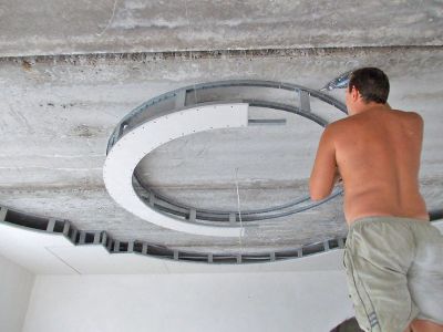Как сделать полукруг из гипсокартона на потолке